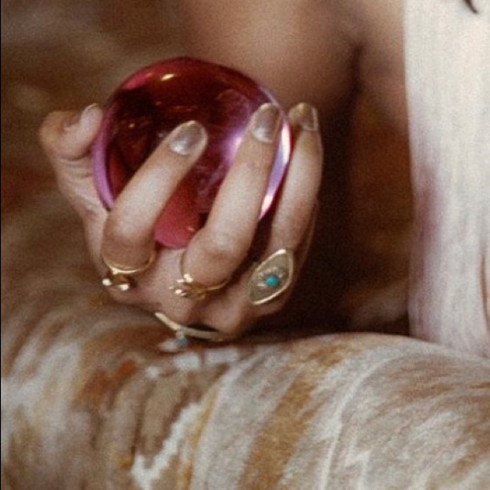 Desert Mine Ring Size 5/6 Gold & Resin Coral